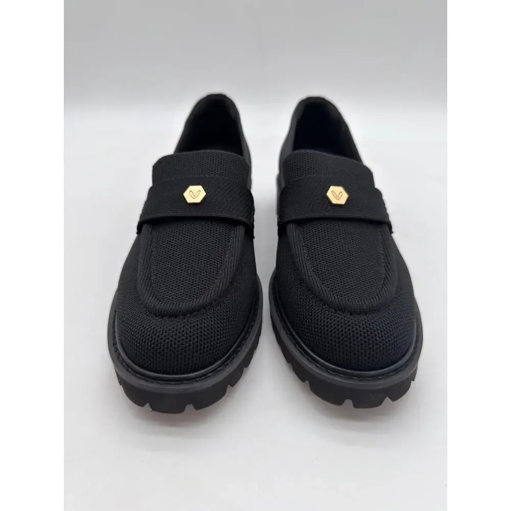 Vivaia Francesca Platform Chunky Heel Penny Minimalist Preppy Black Loafer 10.5
